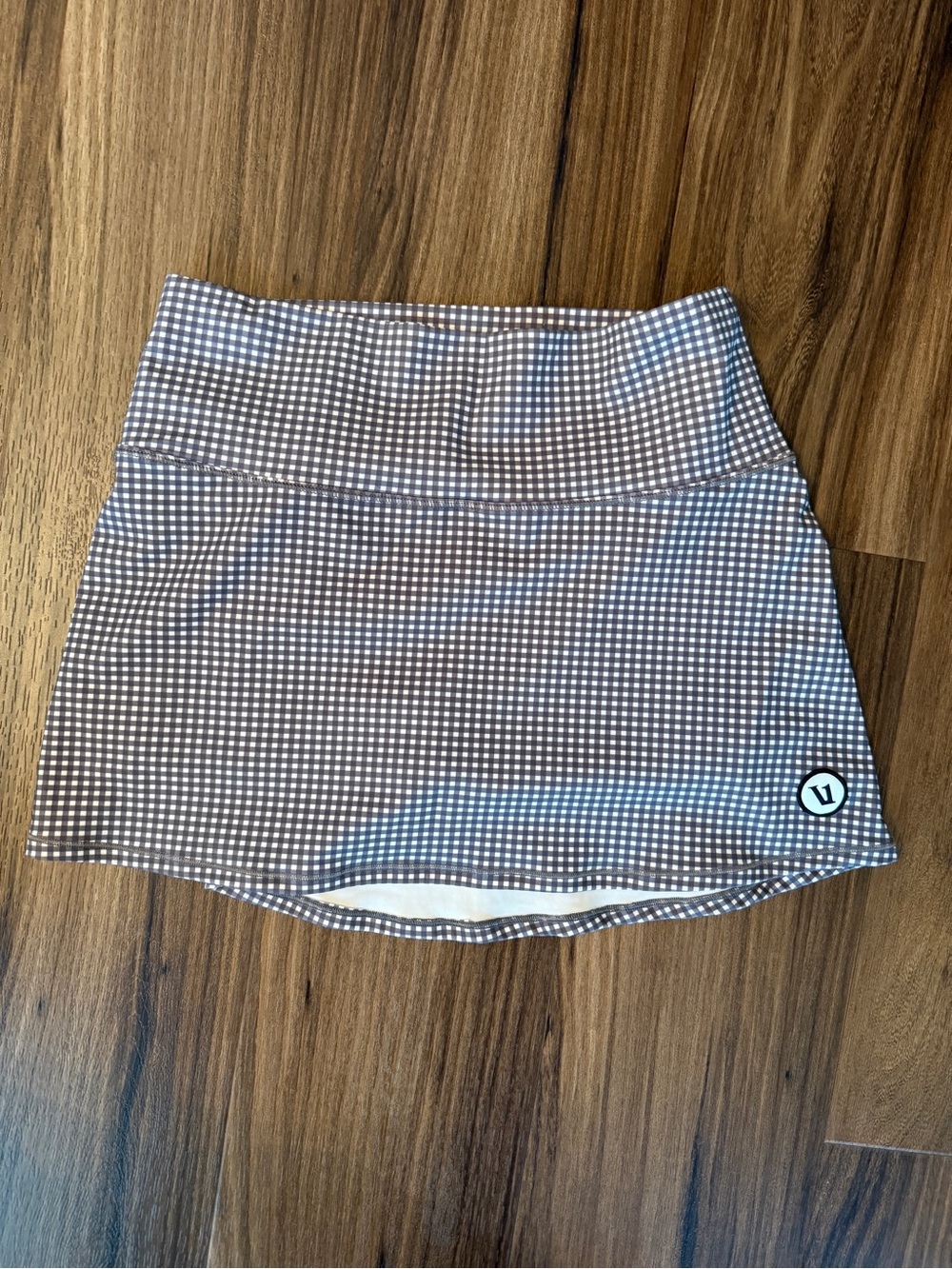 Vuori Athletic Gingham Performance Skort in Brown